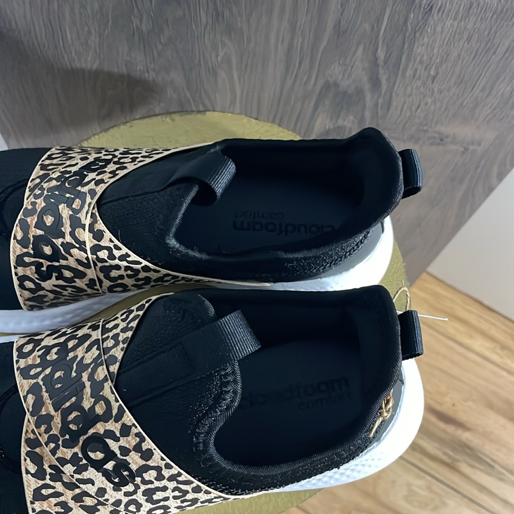 Adidas Women's Black and Leopard Slip-On Sneakers - Picture 5 of 7